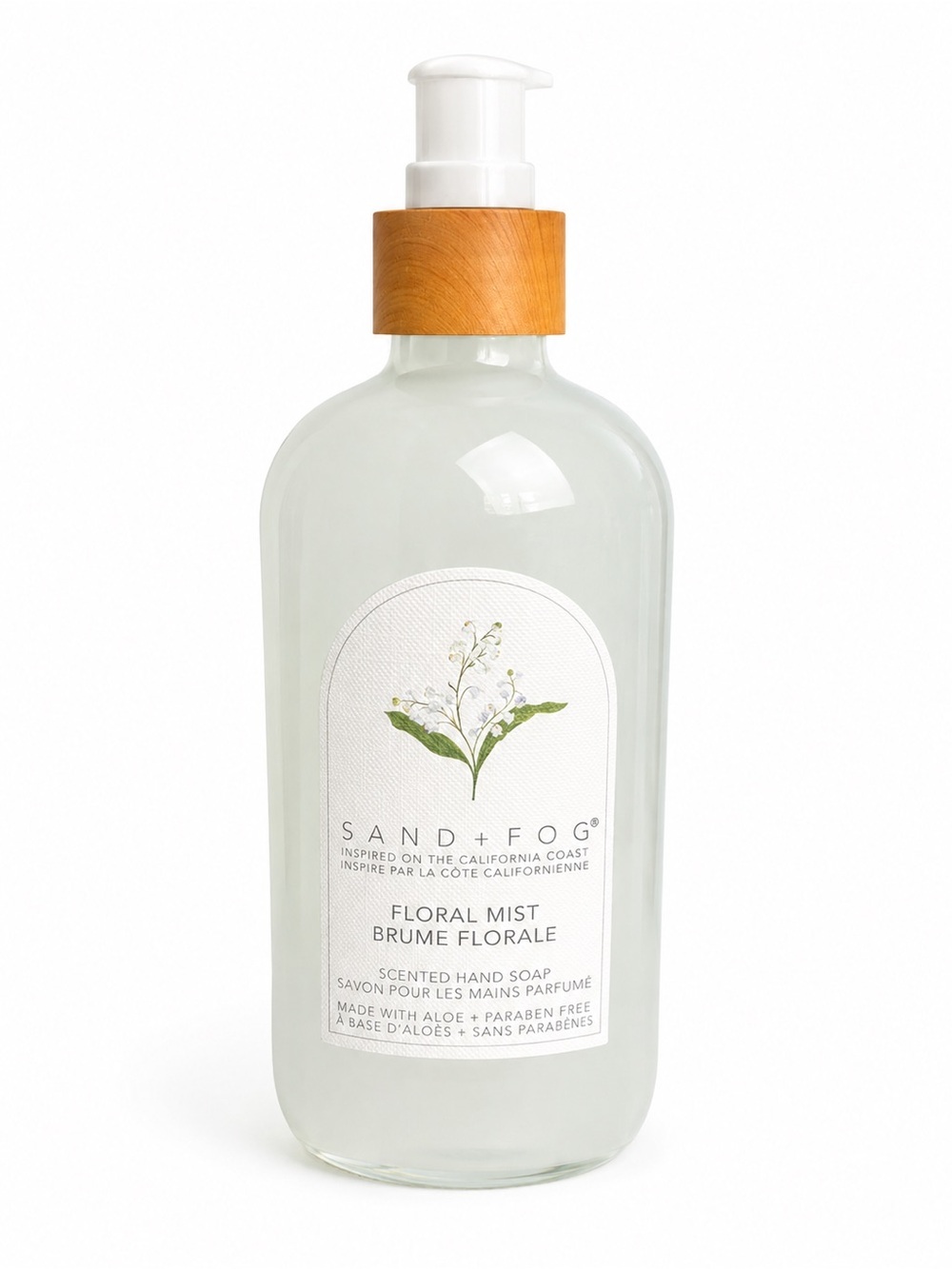 Sand + Fog Floral Mist Scented Hand Soap - White Bottle with Wood Pump
